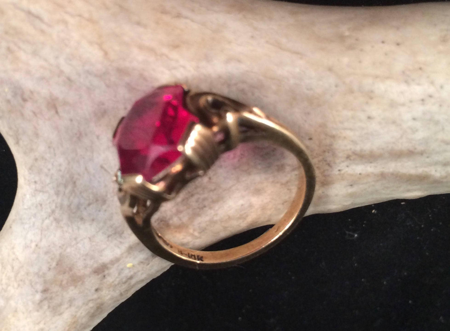 Vintage Synthetic Ruby ring in 10K gold.