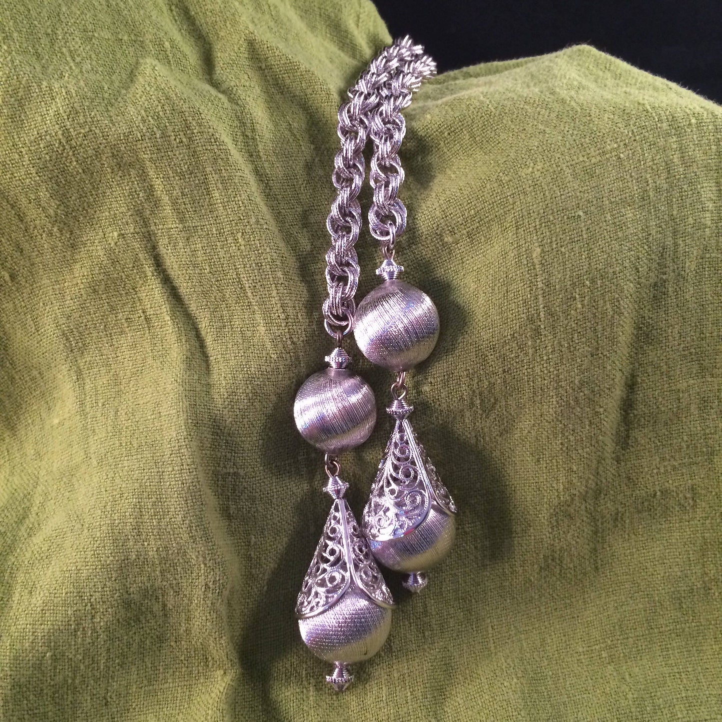 Vintage Monet Lariat Silver tone Necklace