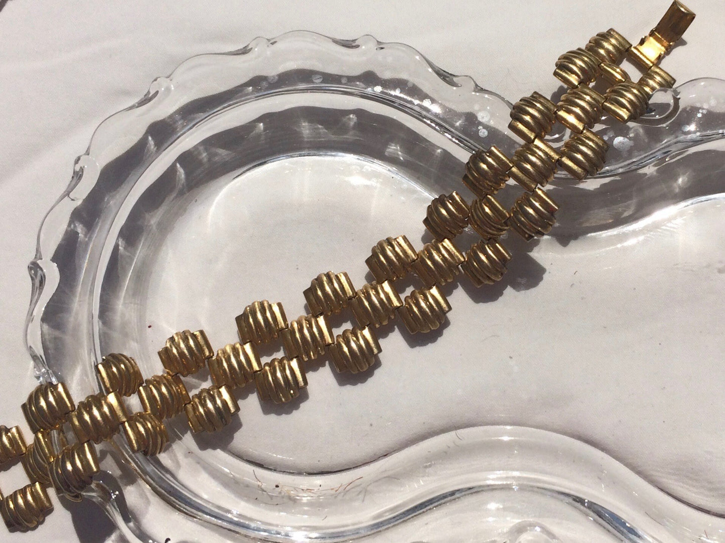 Kreisler Gold Plated Ribbed 3 row bracelet.