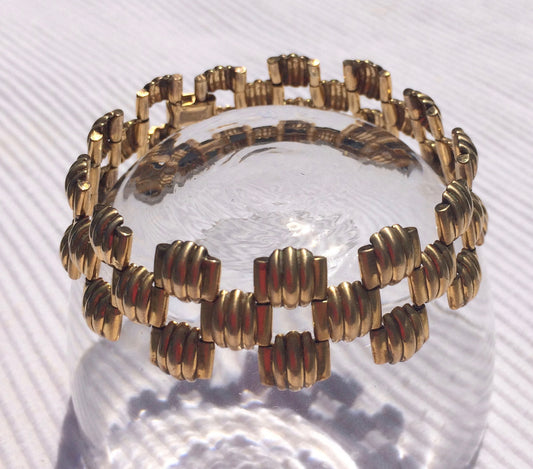 Kreisler Gold Plated Ribbed 3 row bracelet.