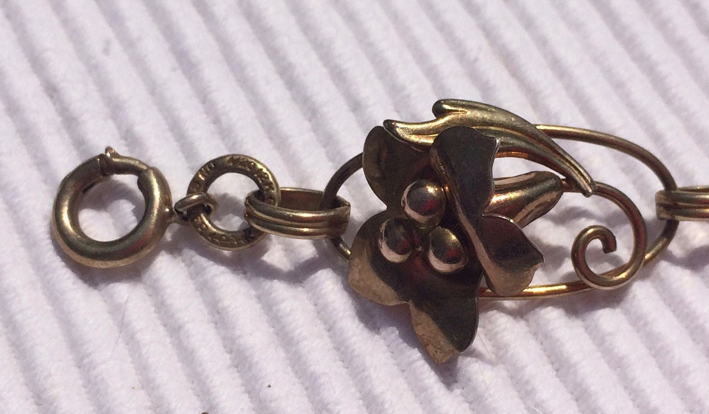 Carl Art Signed Art Deco Lily Blossom Link bracelet