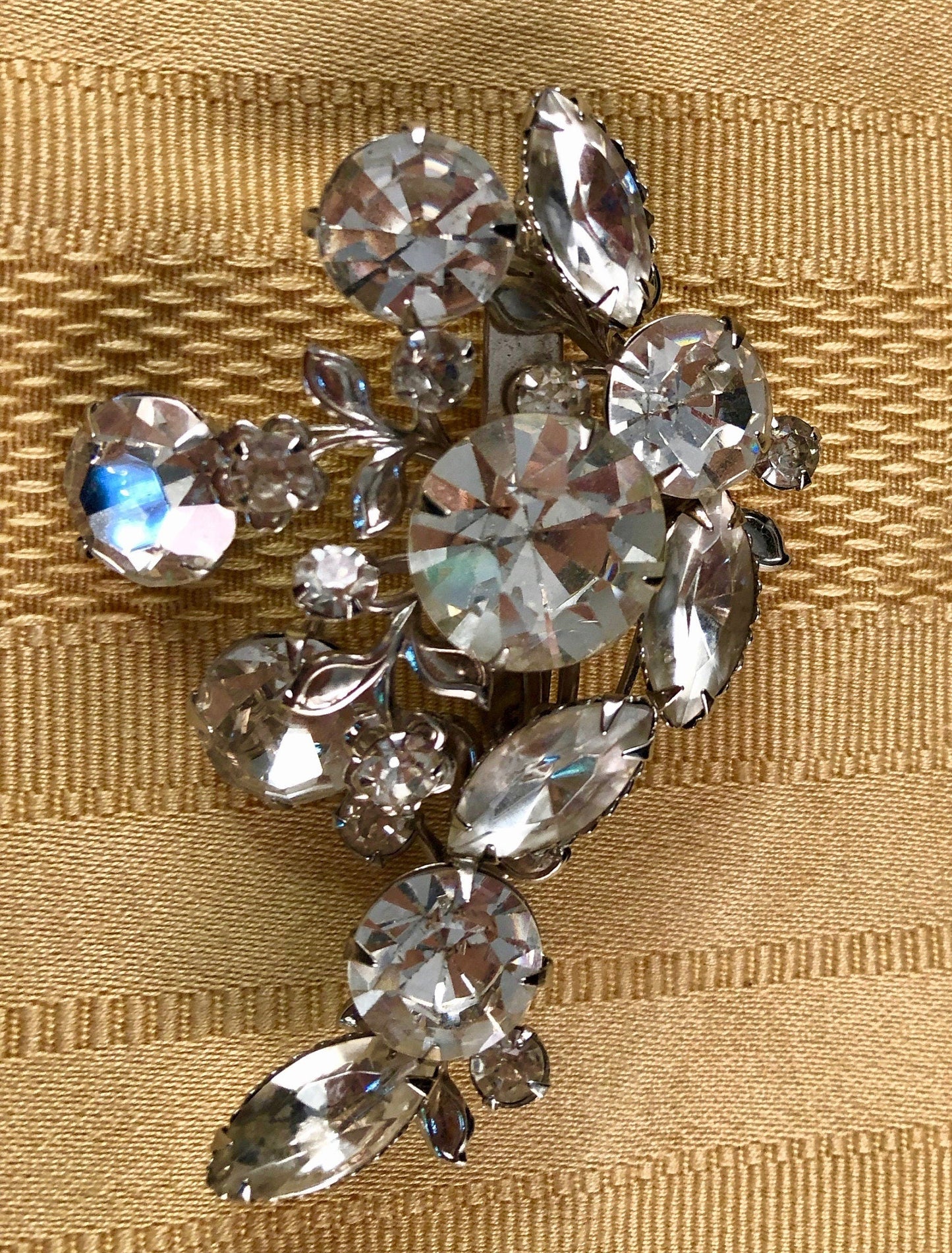 Crystal Brooch in Silver tone