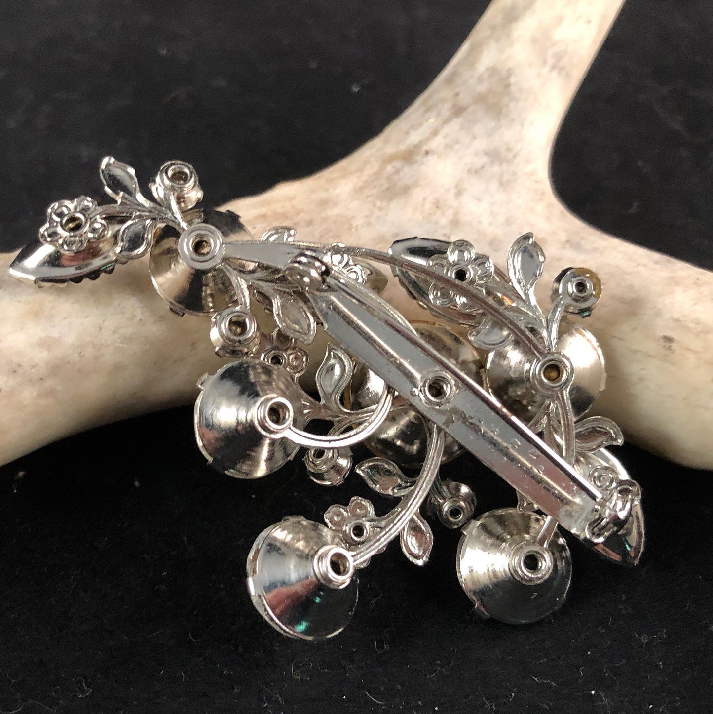 Crystal Brooch in Silver tone