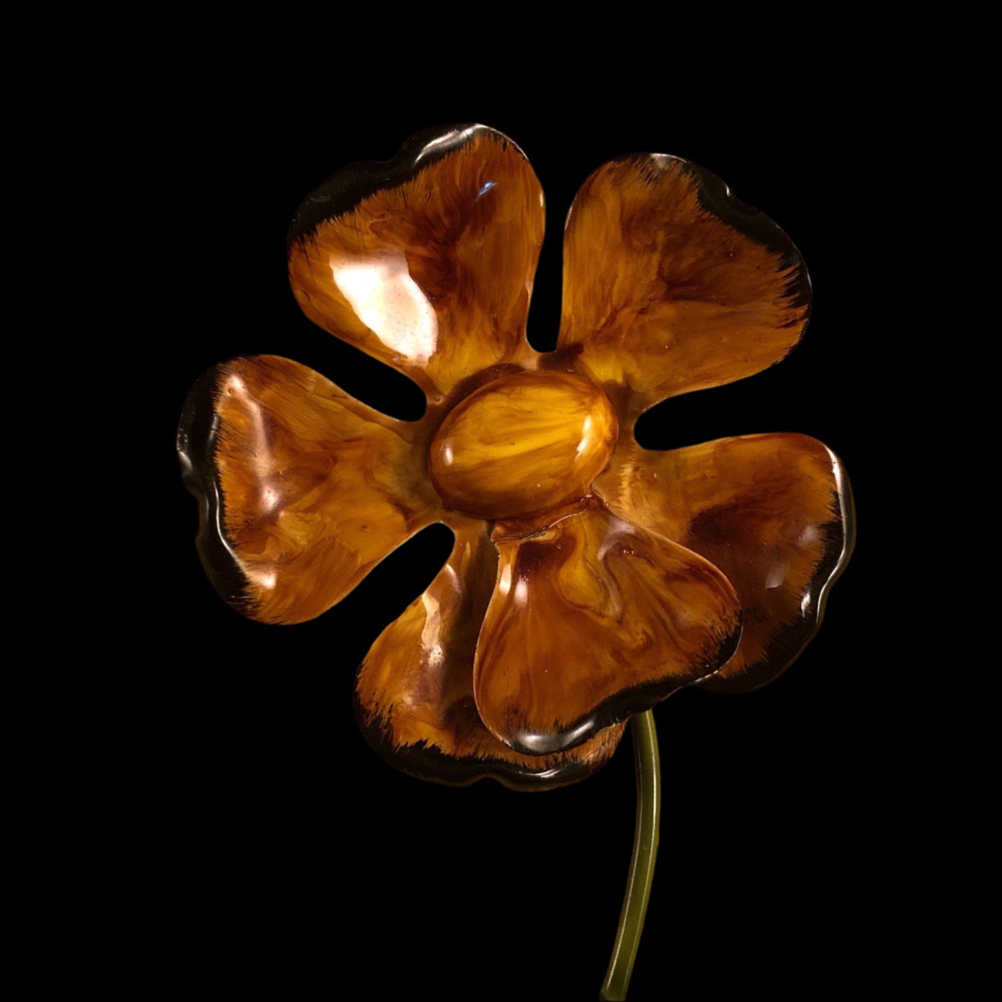 Brown, Yellow and Black enamel flower Brooch- Original by Robert