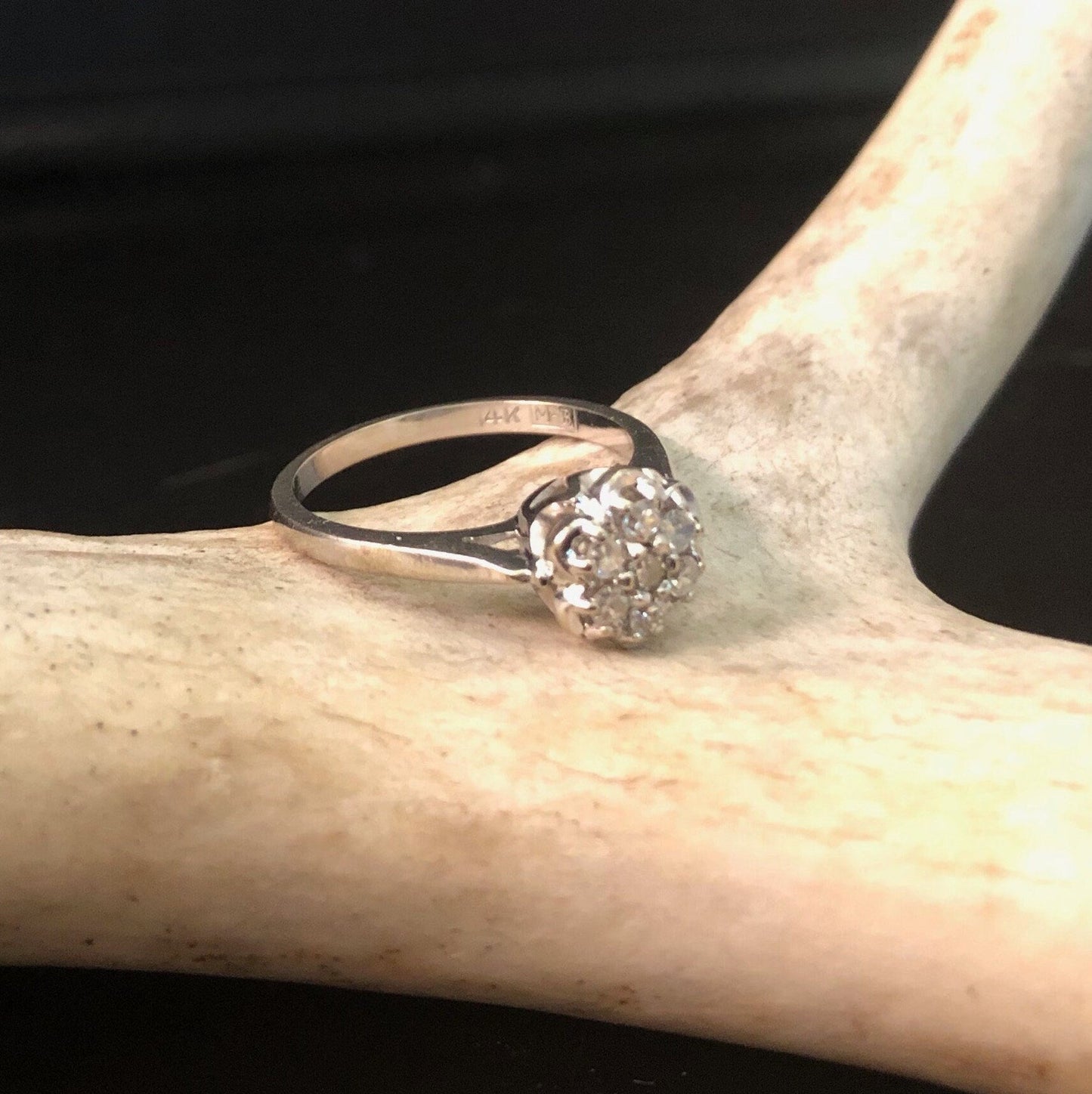 14K White Gold Cluster Diamond ring