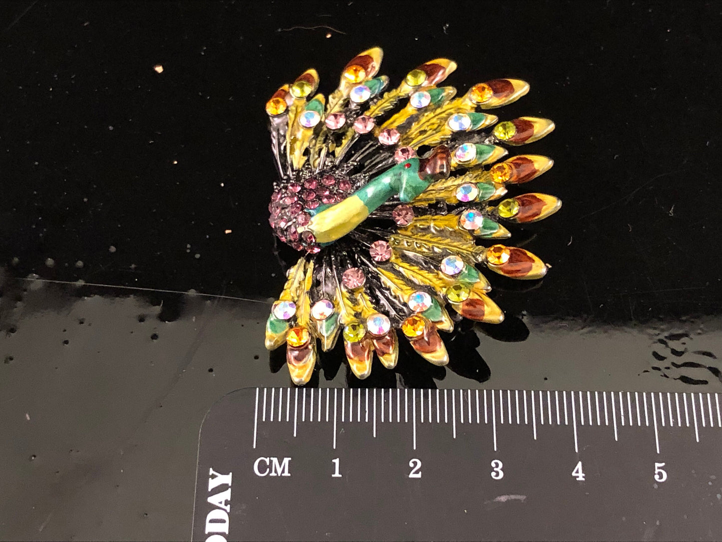 Ann Primrose Brown, Purple and Green Peacock Brooch