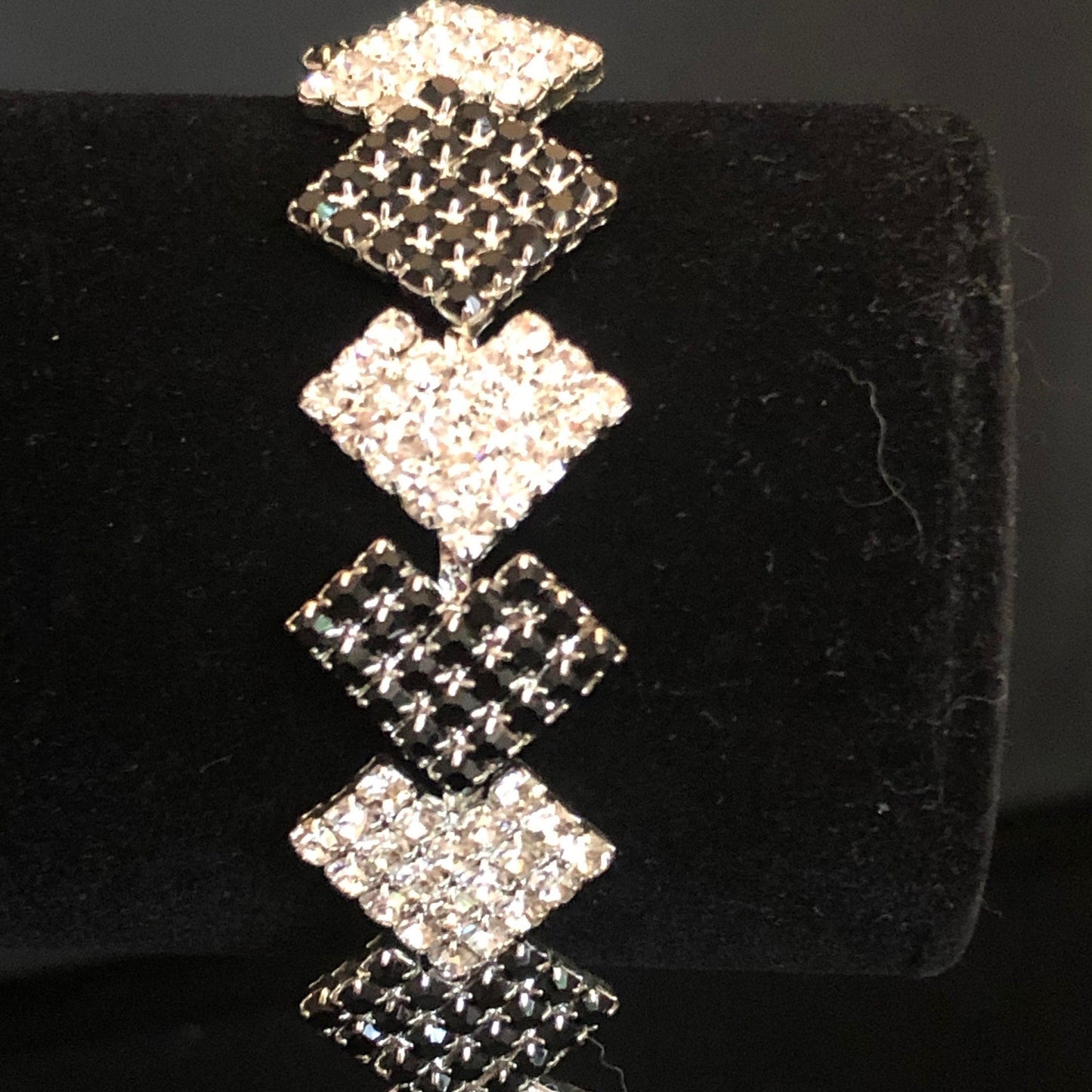 Onxy Black and White crystal Ann Primrose Square Link Bracelet- Perfect for Prom, New Year's or Party wear!!