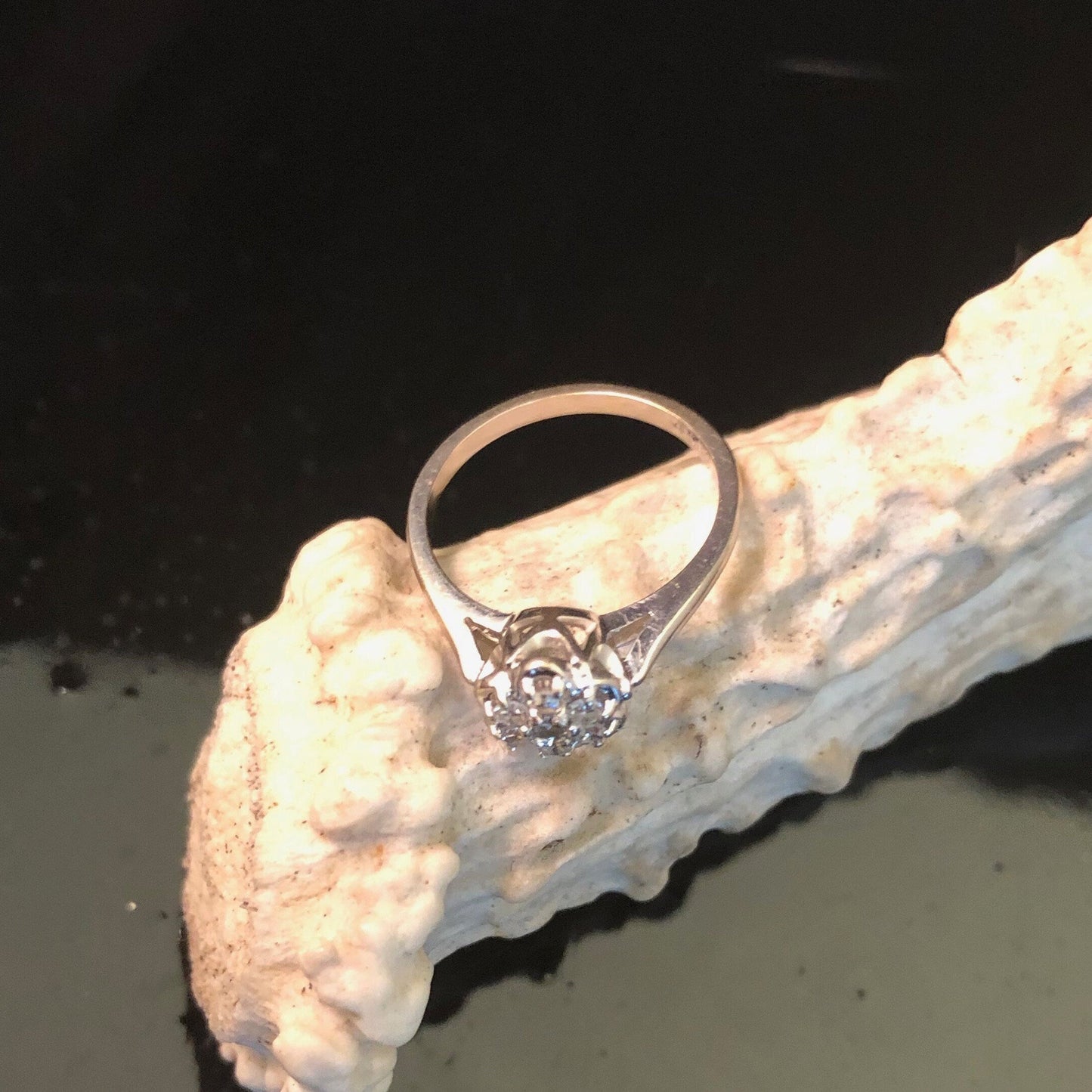 14K White Gold Cluster Diamond ring