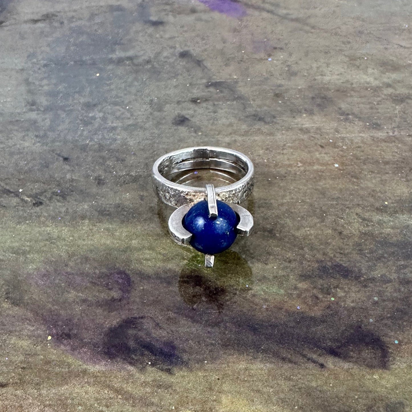 Lapis Lazuli Claw/Cage Ring in Sterling Silver