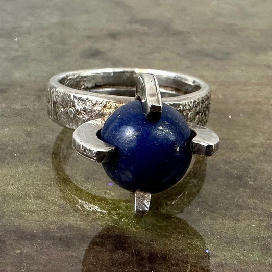 Lapis Lazuli Claw/Cage Ring in Sterling Silver
