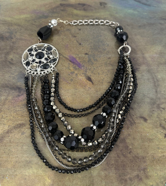 Black beaded/lucite necklace- Less than $20.00