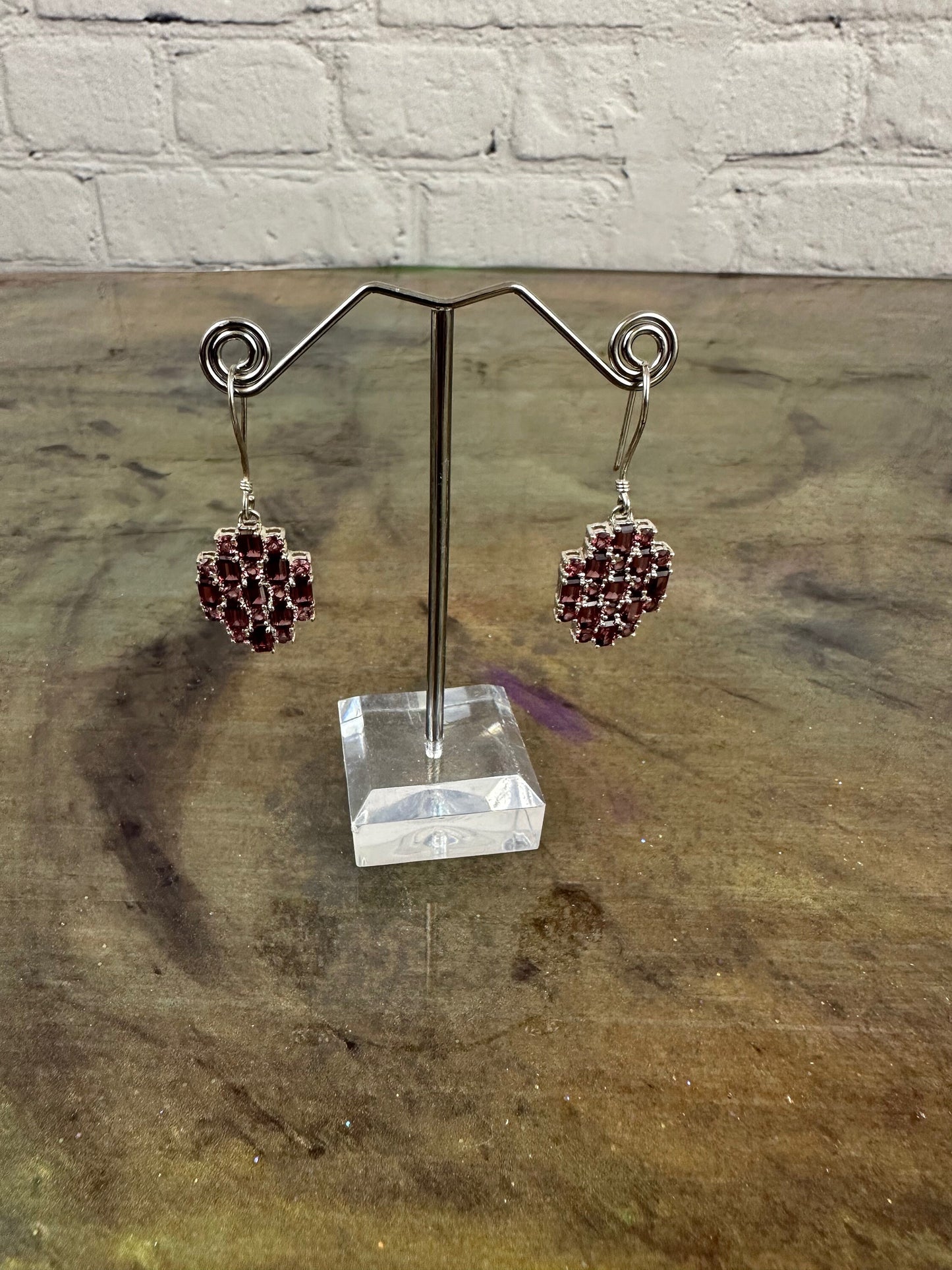 Umba River Rhodolite Garnet and Silver drop earrings