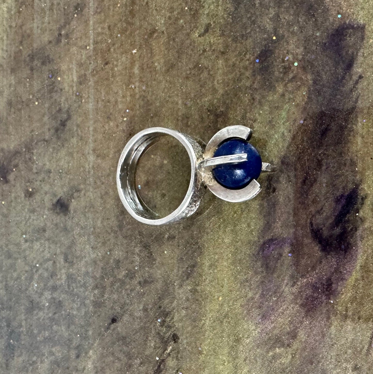 Lapis Lazuli Claw/Cage Ring in Sterling Silver