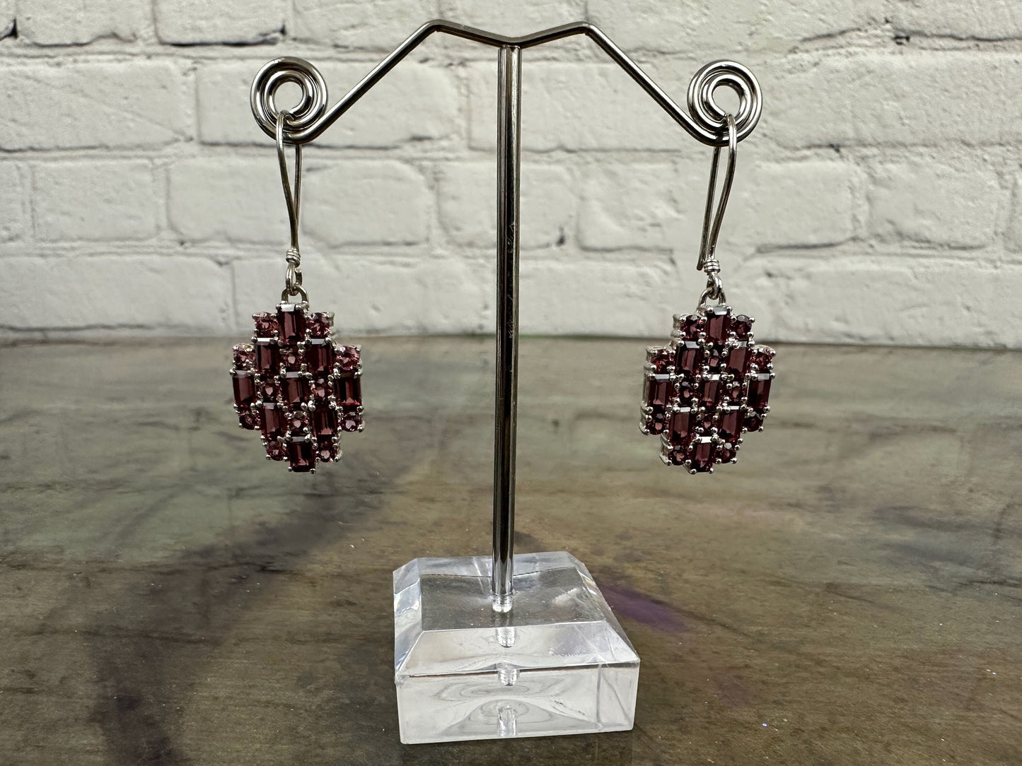 Umba River Rhodolite Garnet and Silver drop earrings