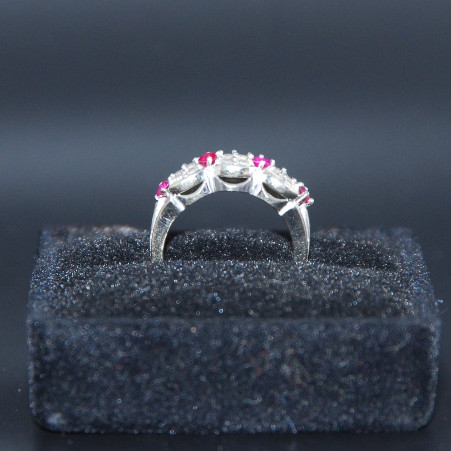Vintage Diamond and Ruby ring in 14K white gold
