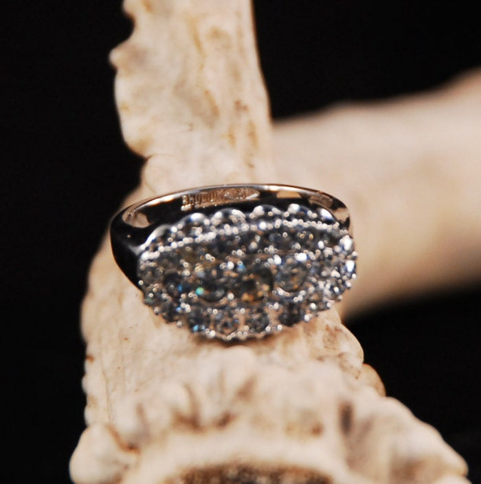 Rhinestone Ring in Rhodium plated sterling silver
