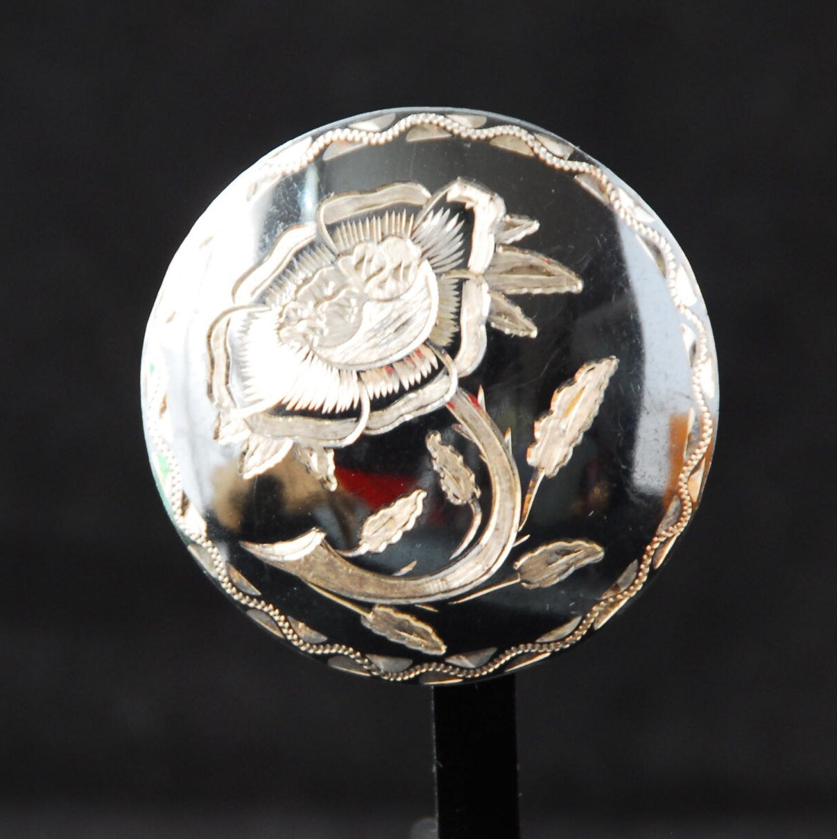 Hand Engraved Poppy Pendant/Brooch in Sterling Silver