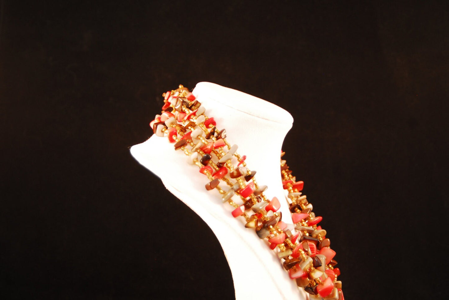 Vintage 5 Strand Polished Shell chip necklace