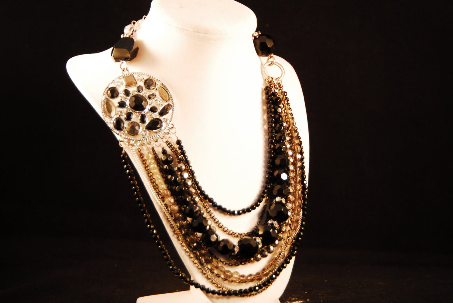 Black beaded/lucite necklace- Less than $20.00