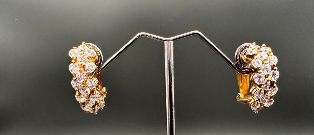 Vintage Caspian International CZ Earrings in gold plated Sterling Silver