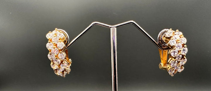 Vintage Caspian International CZ Earrings in gold plated Sterling Silver