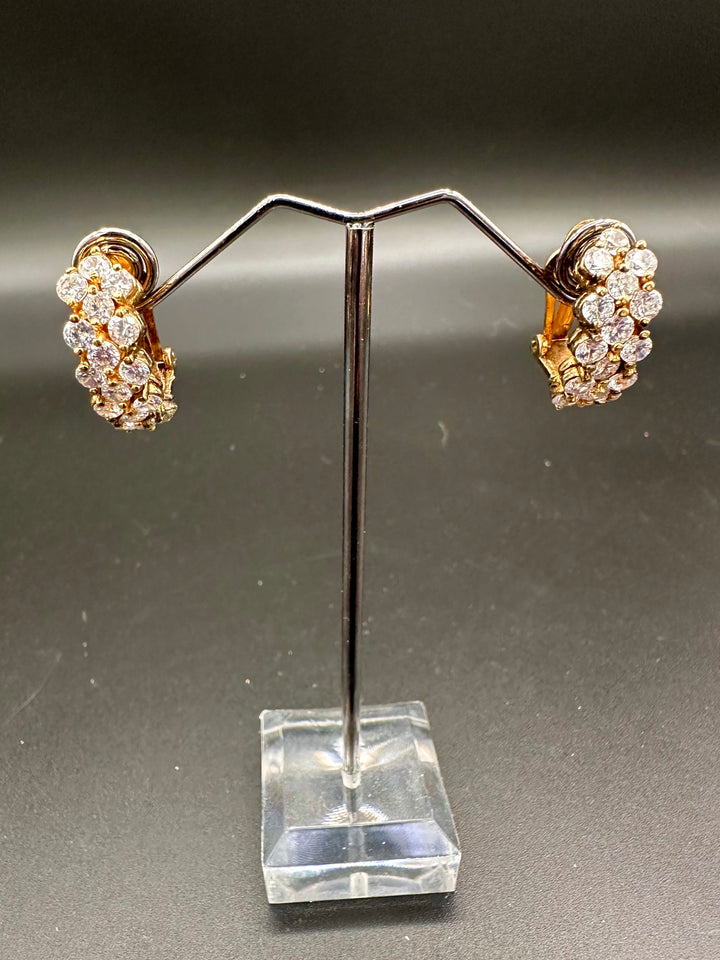 Vintage Caspian International CZ Earrings in gold plated Sterling Silver