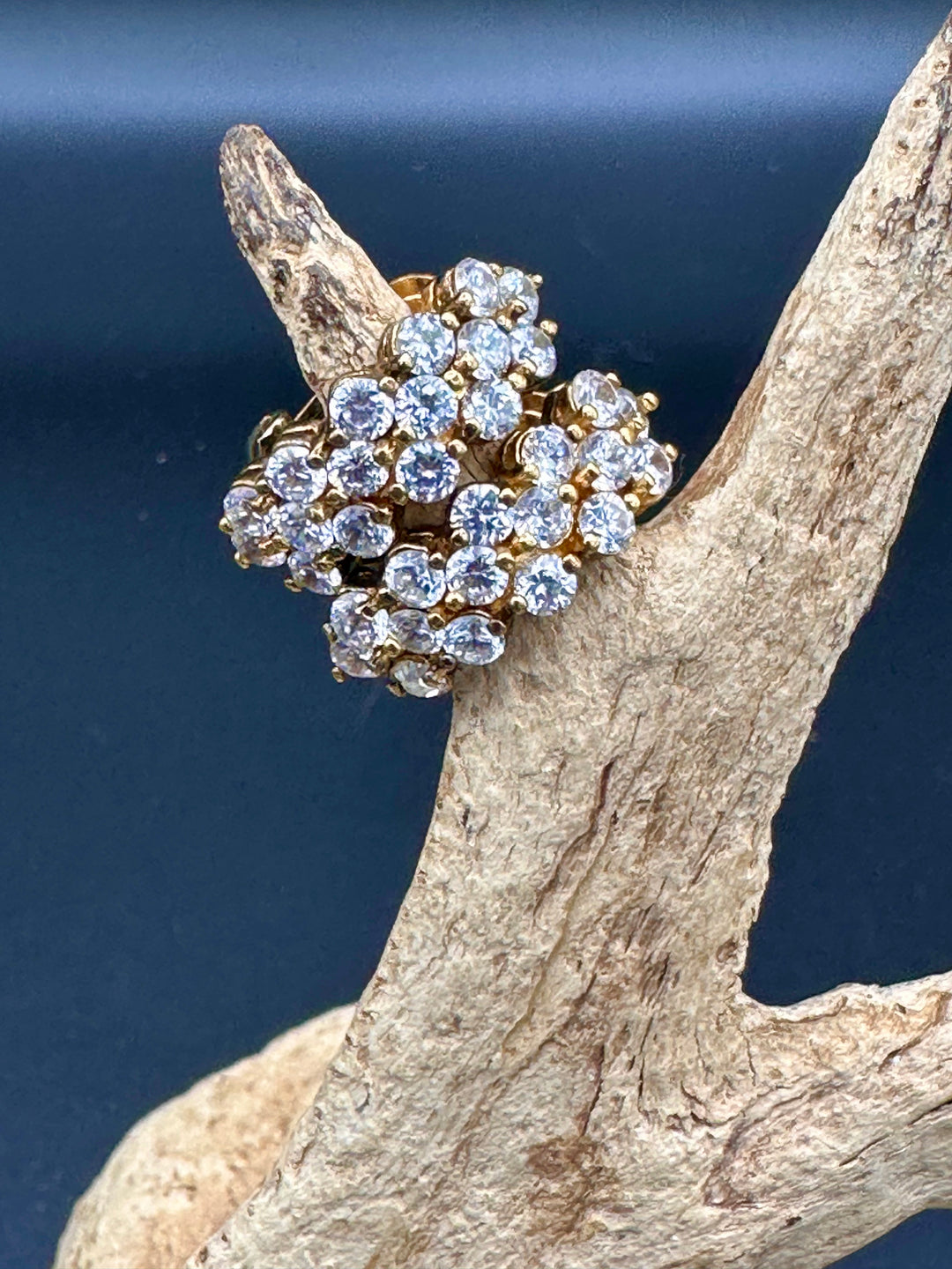 Vintage Caspian International CZ Earrings in gold plated Sterling Silver