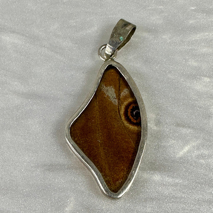 Blue Morfo Butterfly Wing Pendant in Sterling silver