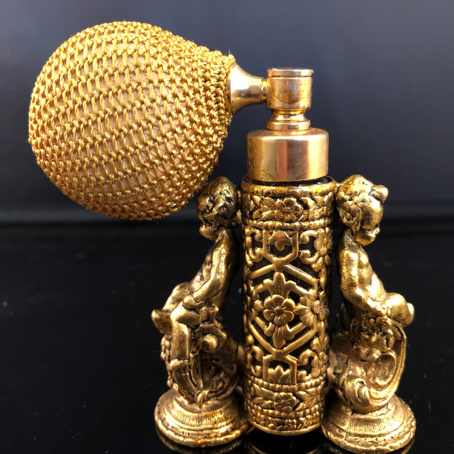 Vintage Globe Cherub Perfume atomizer- Plated in 24K gold