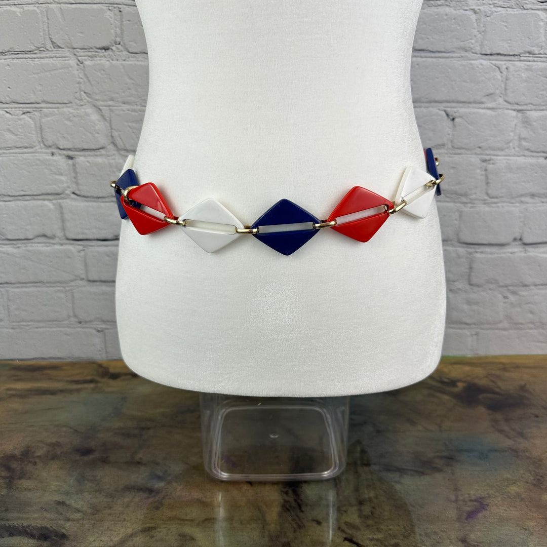 Red, White and Blue Lucite link belt