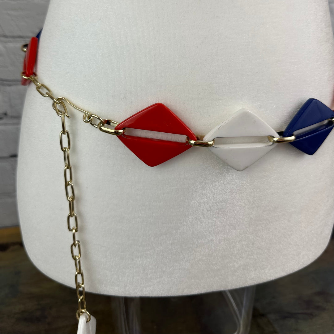Red, White and Blue Lucite link belt