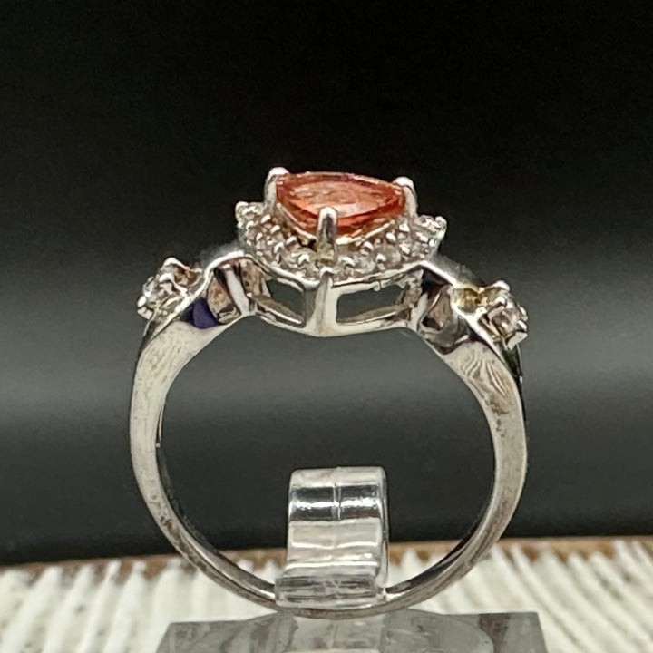 Mongolian Andesine and White Topaz Ring- set in Sterling Silver