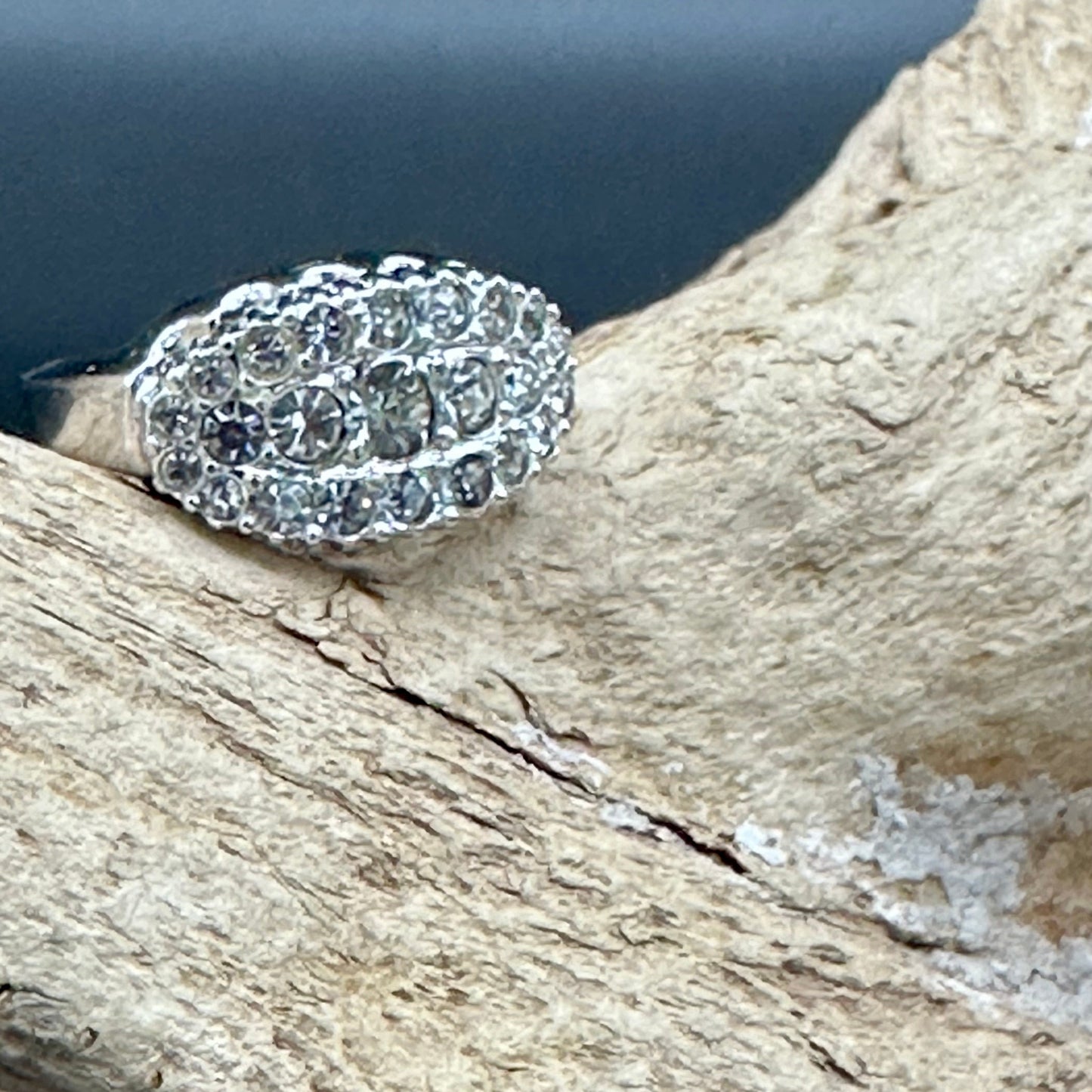 Rhinestone Ring in Rhodium plated sterling silver