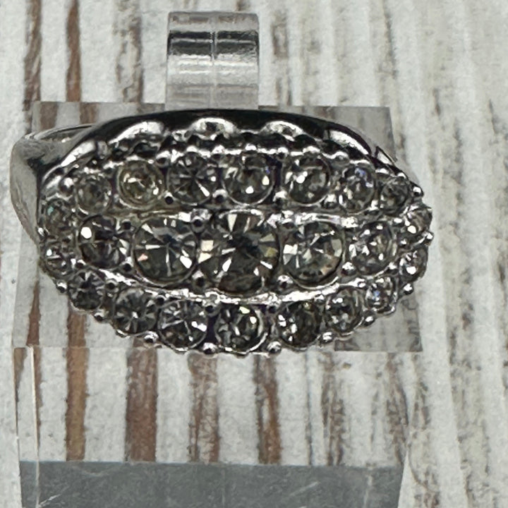Rhinestone Ring in Rhodium plated sterling silver