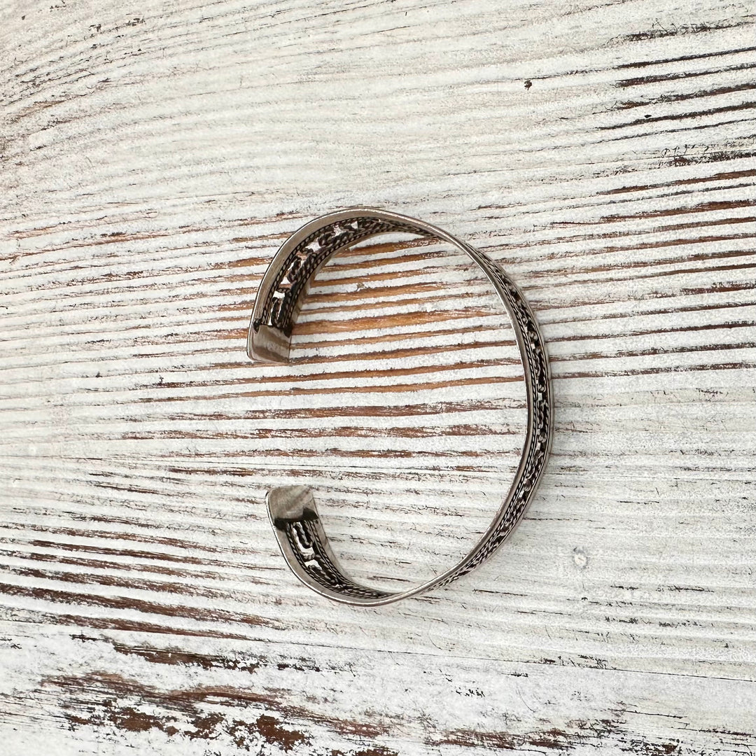 Vintage Silver Greek Key Cuff Bracelet-