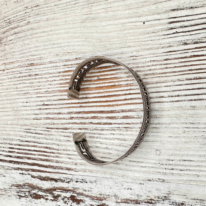 Vintage Silver Greek Key Cuff Bracelet-