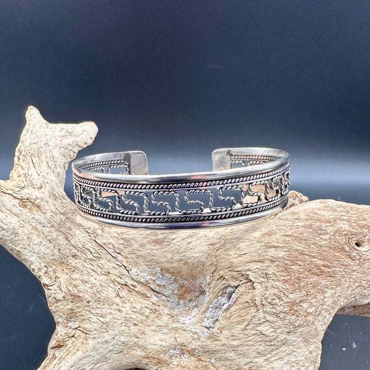 Vintage Silver Greek Key Cuff Bracelet-