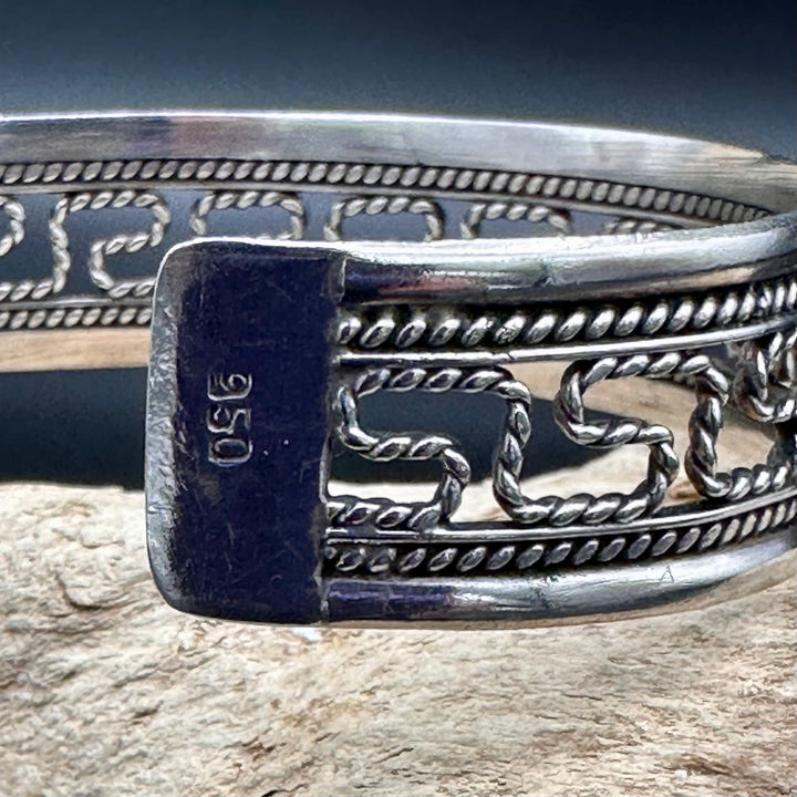 Vintage Silver Greek Key Cuff Bracelet-
