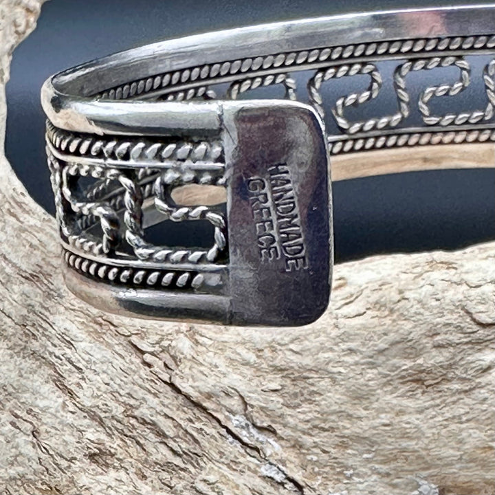 Vintage Silver Greek Key Cuff Bracelet-