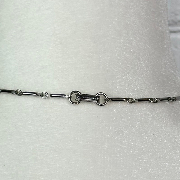 Aquamarine and White Crystal floral spray set in Rhodium Plating Necklace
