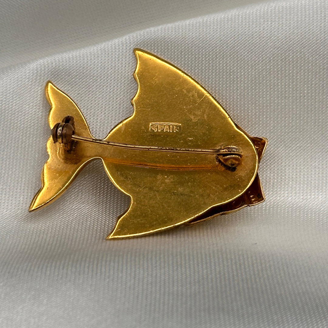 Damascene Toledo-Ware Fish with Faux Pearl Body