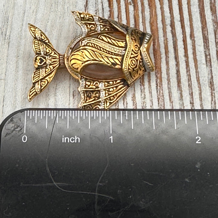Damascene Toledo-Ware Fish with Faux Pearl Body