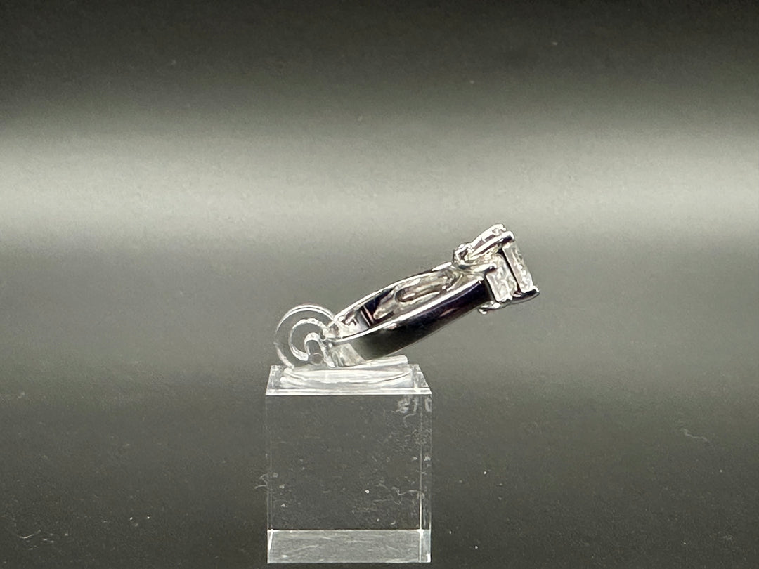 Diamonique Three Stone Platinum plated  Ring