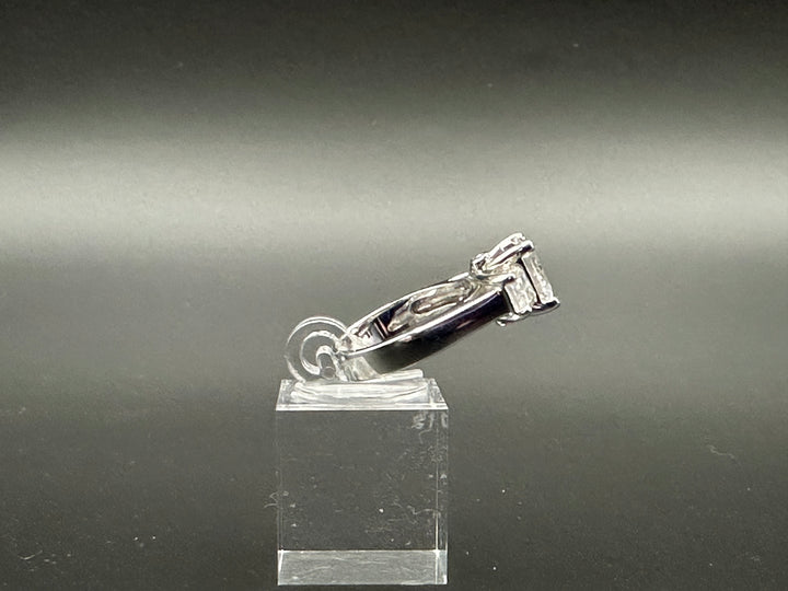 Diamonique Three Stone Platinum plated  Ring