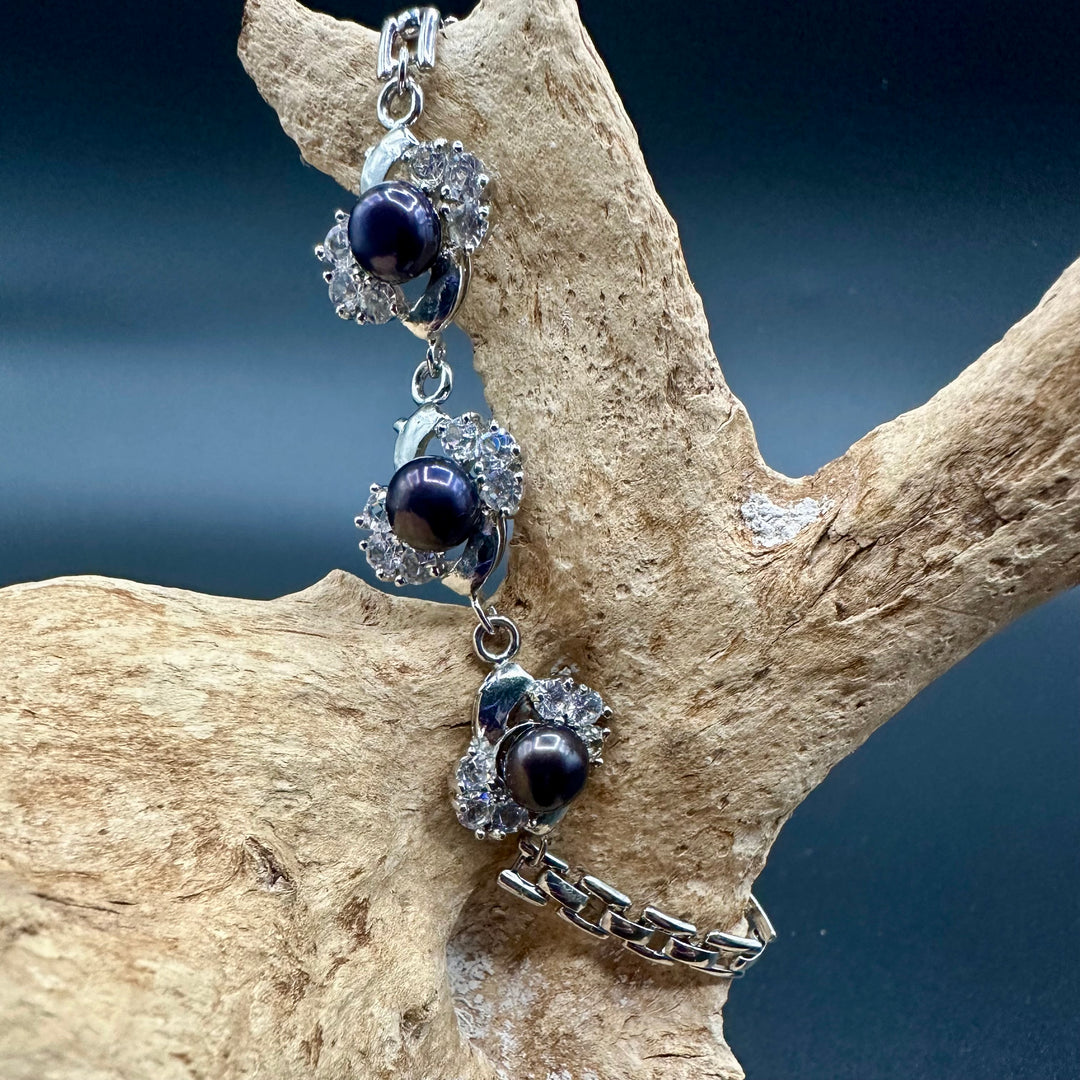 Nobel Black Peal accented with Cubic Zirconia Bracelet