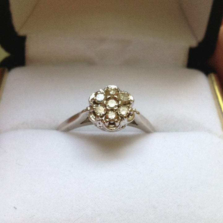 14K White Gold Cluster Diamond ring