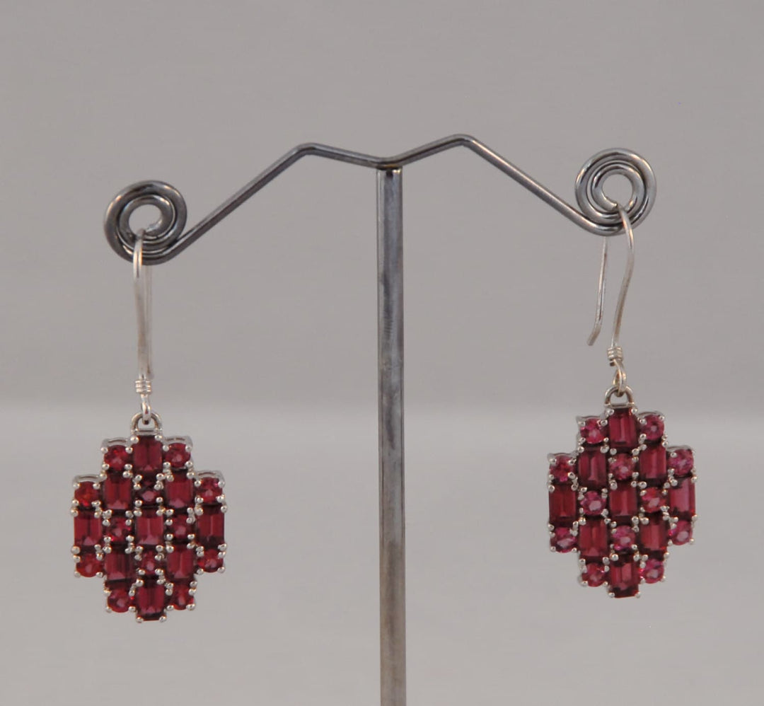 Umba River Rhodolite Garnet and Silver drop earrings
