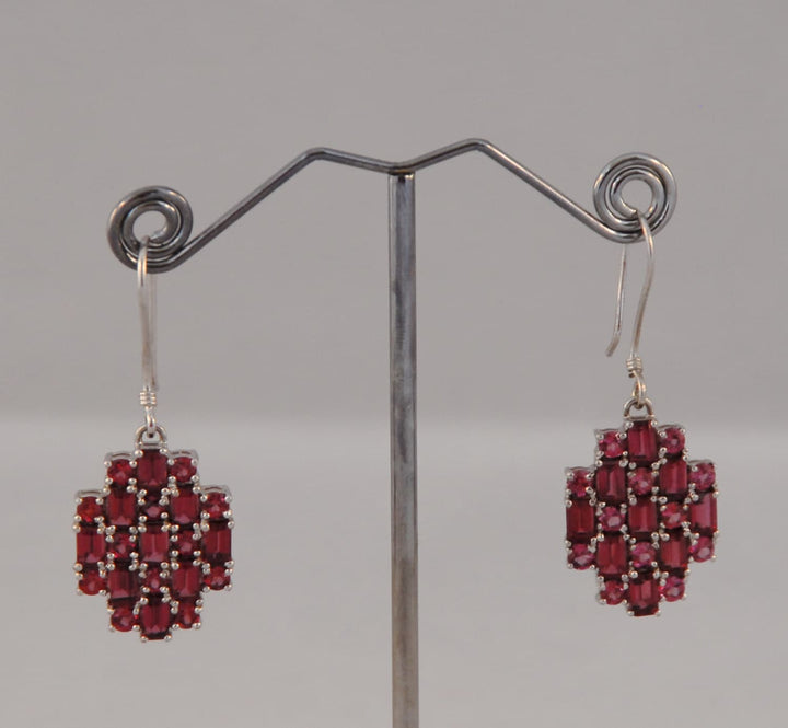 Umba River Rhodolite Garnet and Silver drop earrings