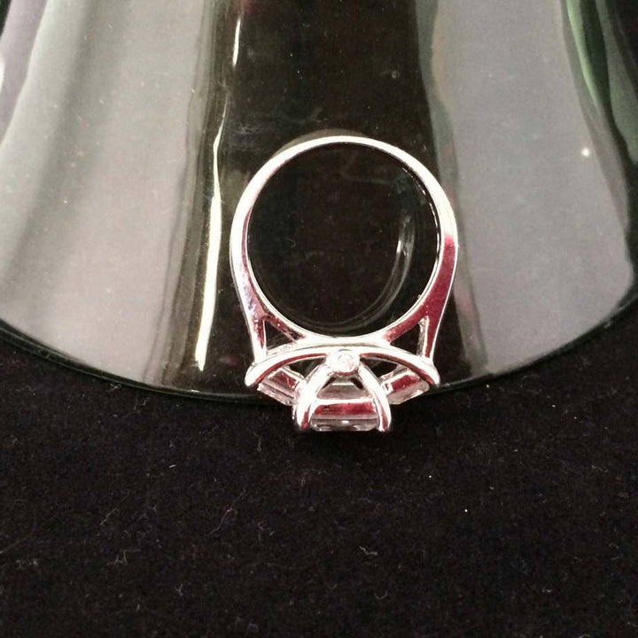 Diamonique Three Stone Platinum plated  Ring