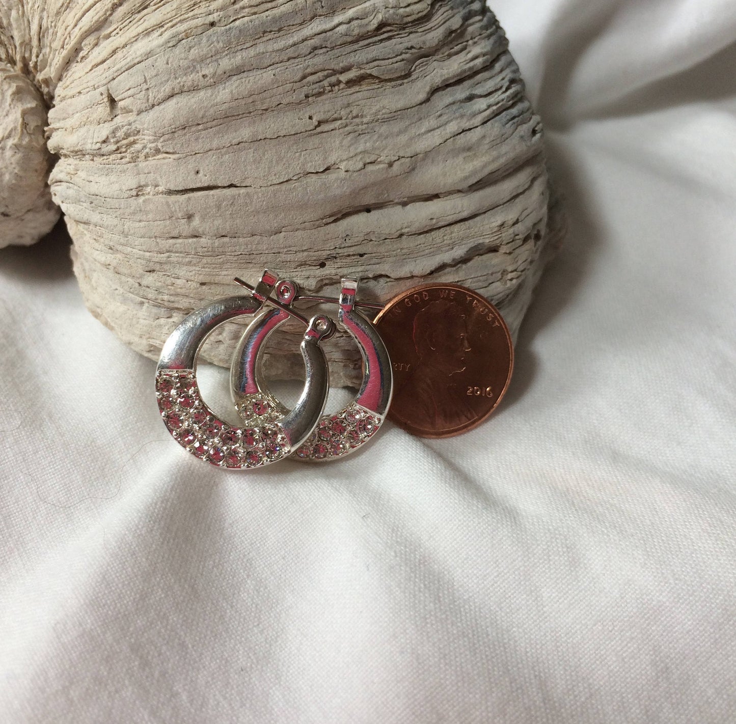 Vintage Napier Silver and Pave Crystal Hoop Earrings